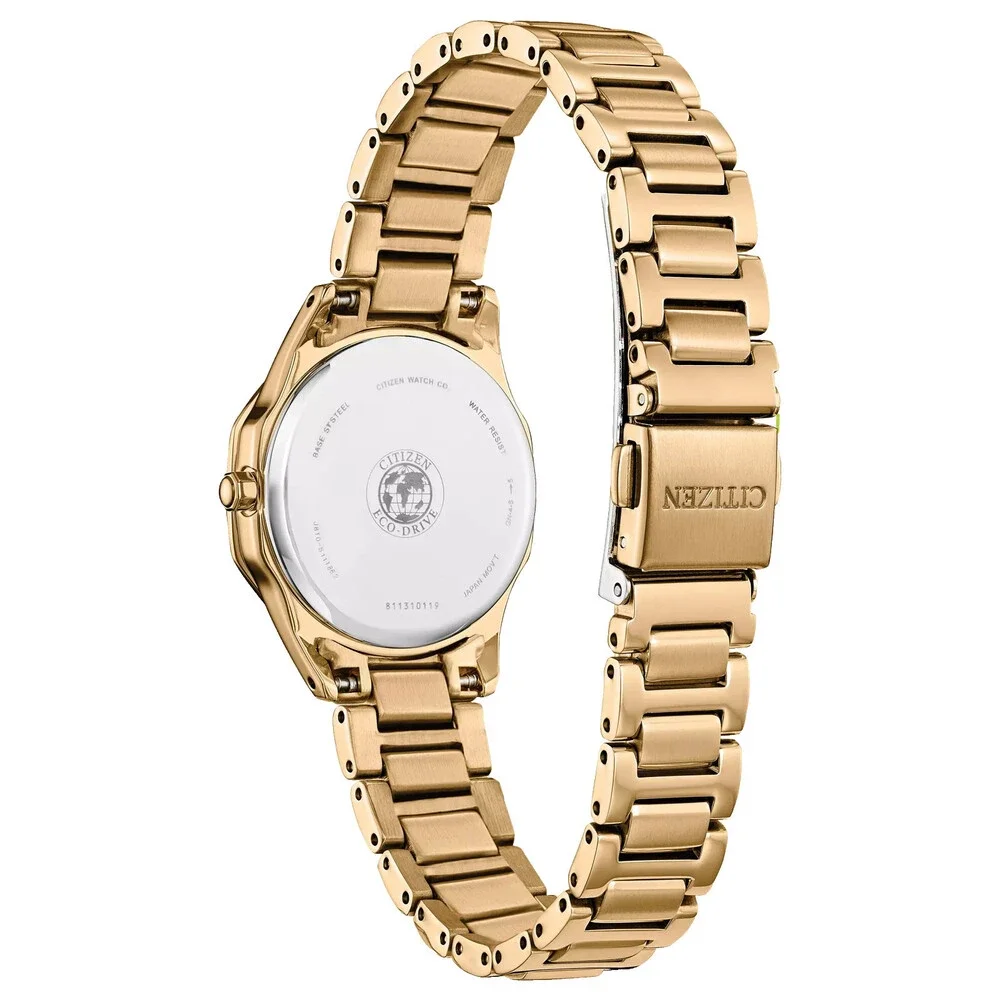 CITIZEN CORSO EW2582-59A SILVER DIAL GOLD BRACELET QUARTZ 28MM WOMENS WATCH